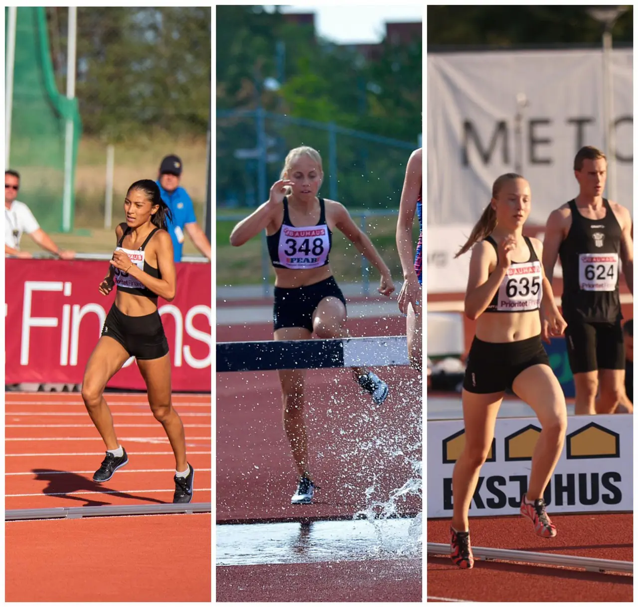 Sofia Amini, Filippa Hägglund och Maja Björnsson springer 3x800m i F17.