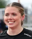 Malin Garbell efter SM-guldet på Friidrotts-SM.