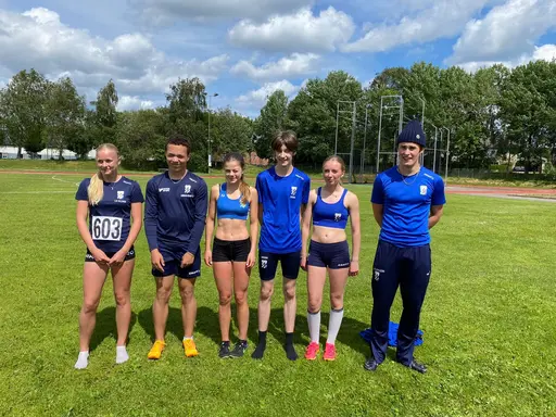 IFK Göteborg Friidrotts lag, med stafettmixlaget (6 x 200 m) under Kraftmätningskvalet 6 juni, 2024 (foto: Viktoria Siering).