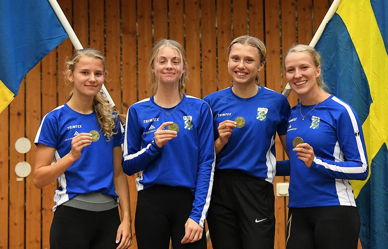 Stafett-SM 2020, K 4 x 800m. Brons till IFK Göteborg Friidrott: Agnes Thundal, Nicole Tiourine, Saga Provci, Madelene Björlin-Delmar (foto: Deca Text & Bild).
