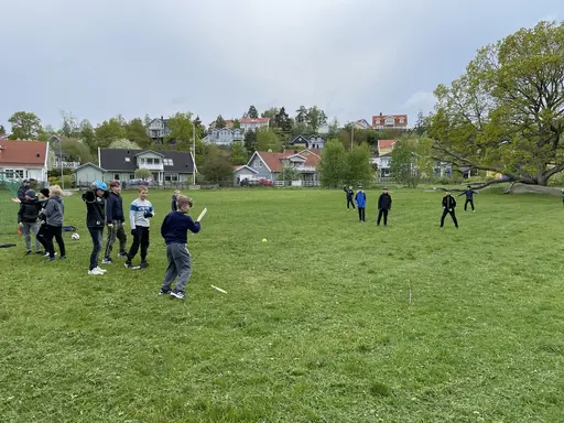 Brännbollsmatch samt korv- och marshmallow-grillning