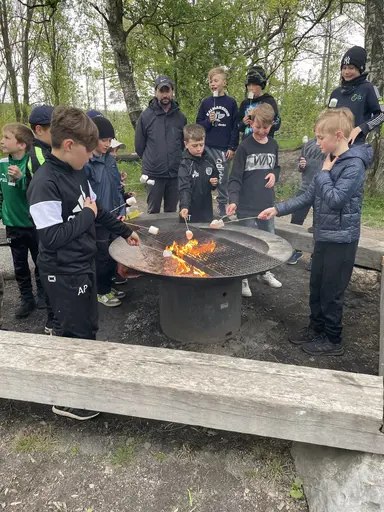 Brännbollsmatch samt korv- och marshmallow-grillning