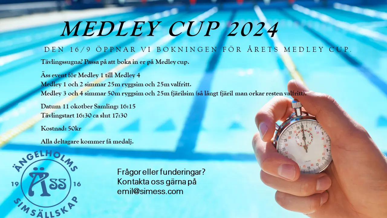 Medley cup går simmas den 11 oktober på vattnets hus