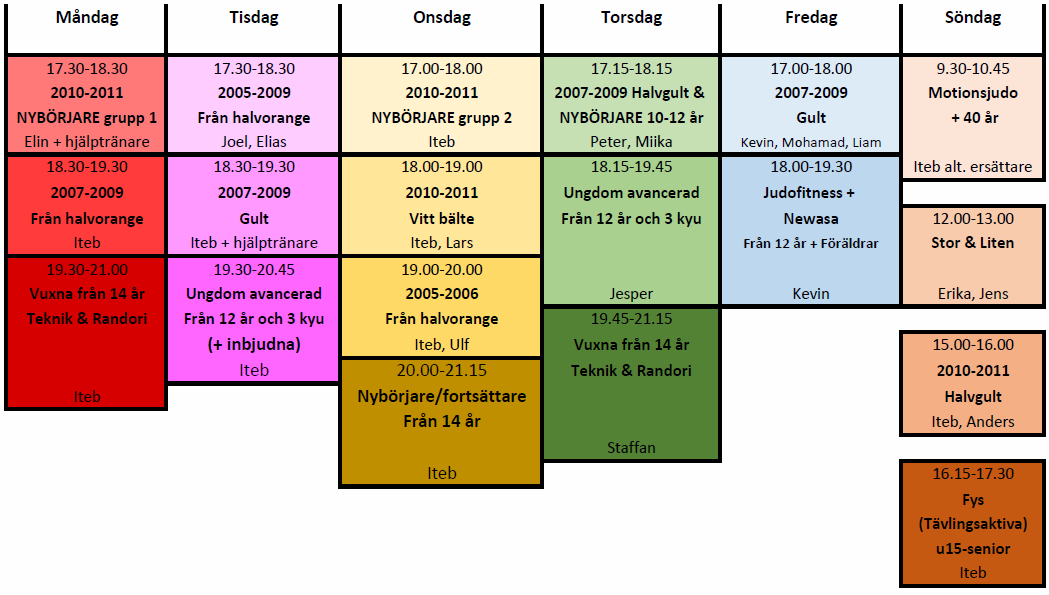 Schema för höstterminen 2018