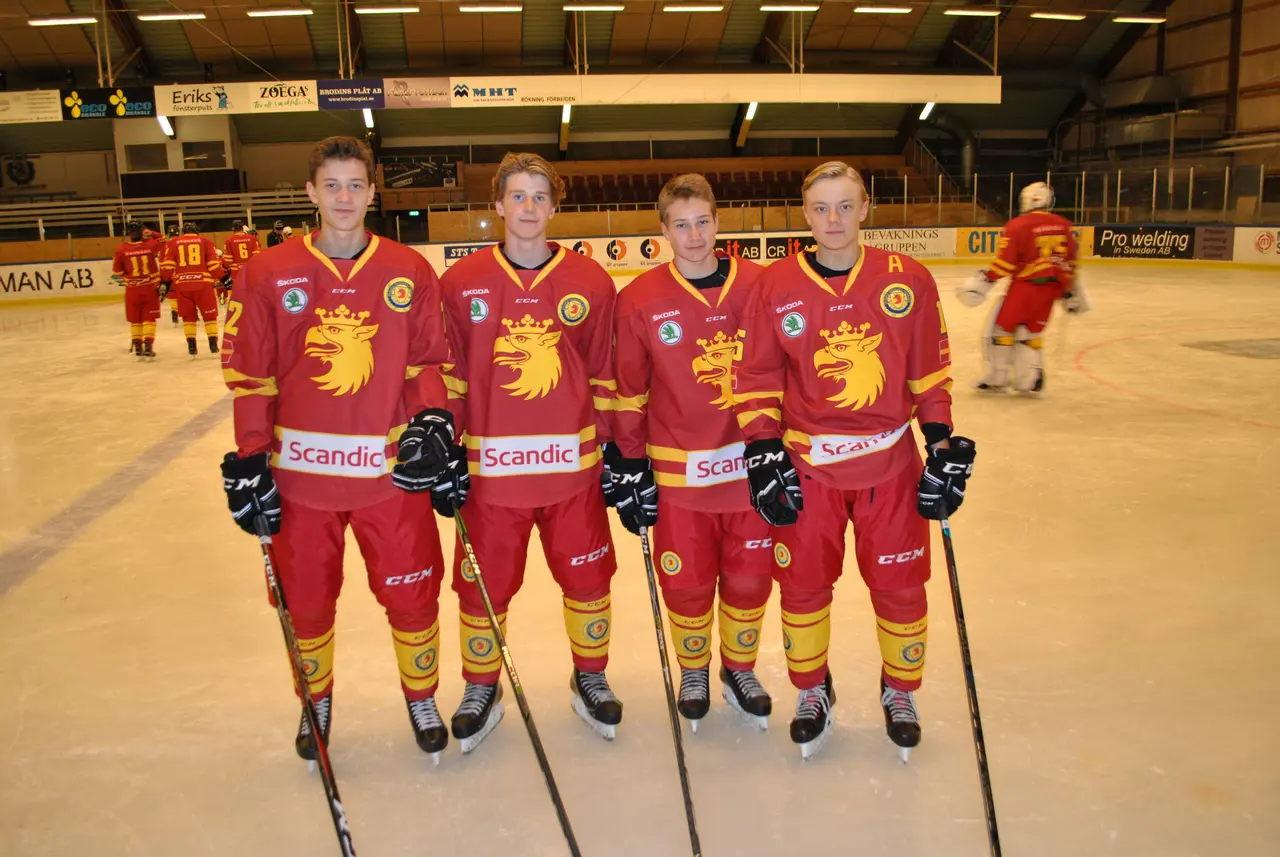 Giants-fostrade spelarna Casper Conradsson-Kelvgård, Gustav Thomsson, Oskar Carlzohn och Isak Nordgaard