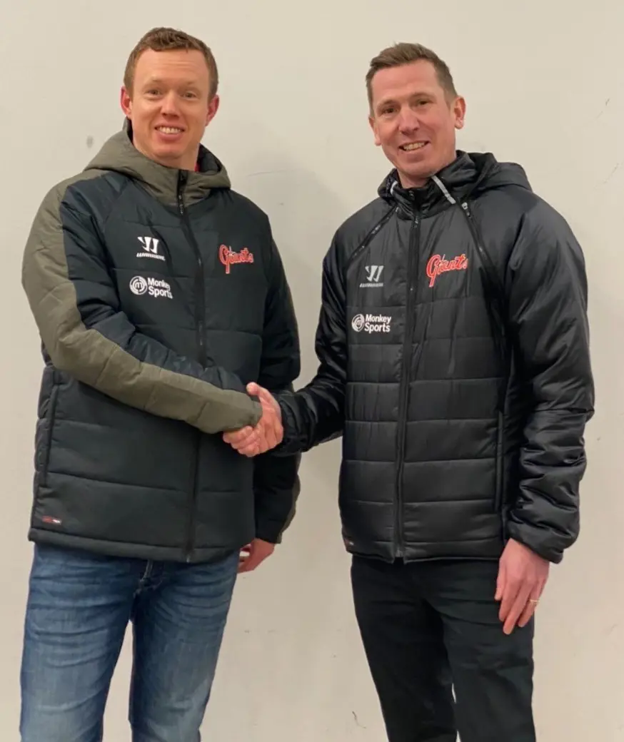 Sportchef Fredrik Malm (t v) och Ordförande Kristoffer Wigren ser fram emot nya sportsliga framgångar för Giants
