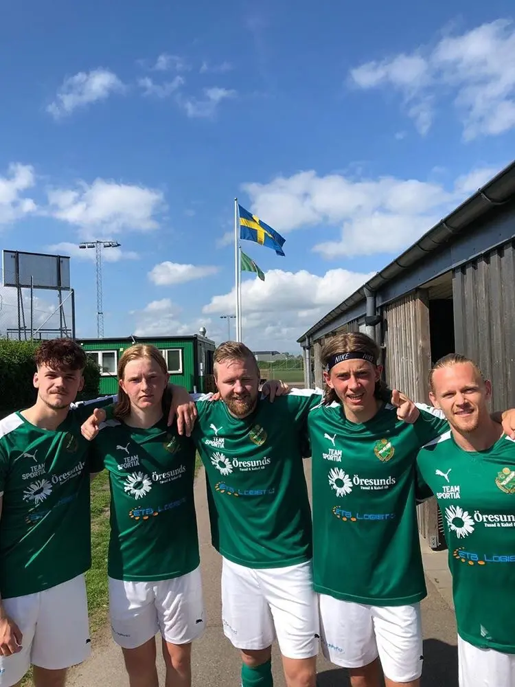 Målskyttarna från 12-0 segern mot Perstorp, från v: Melker, Frans, Fille, Wilmer och Tobbe.