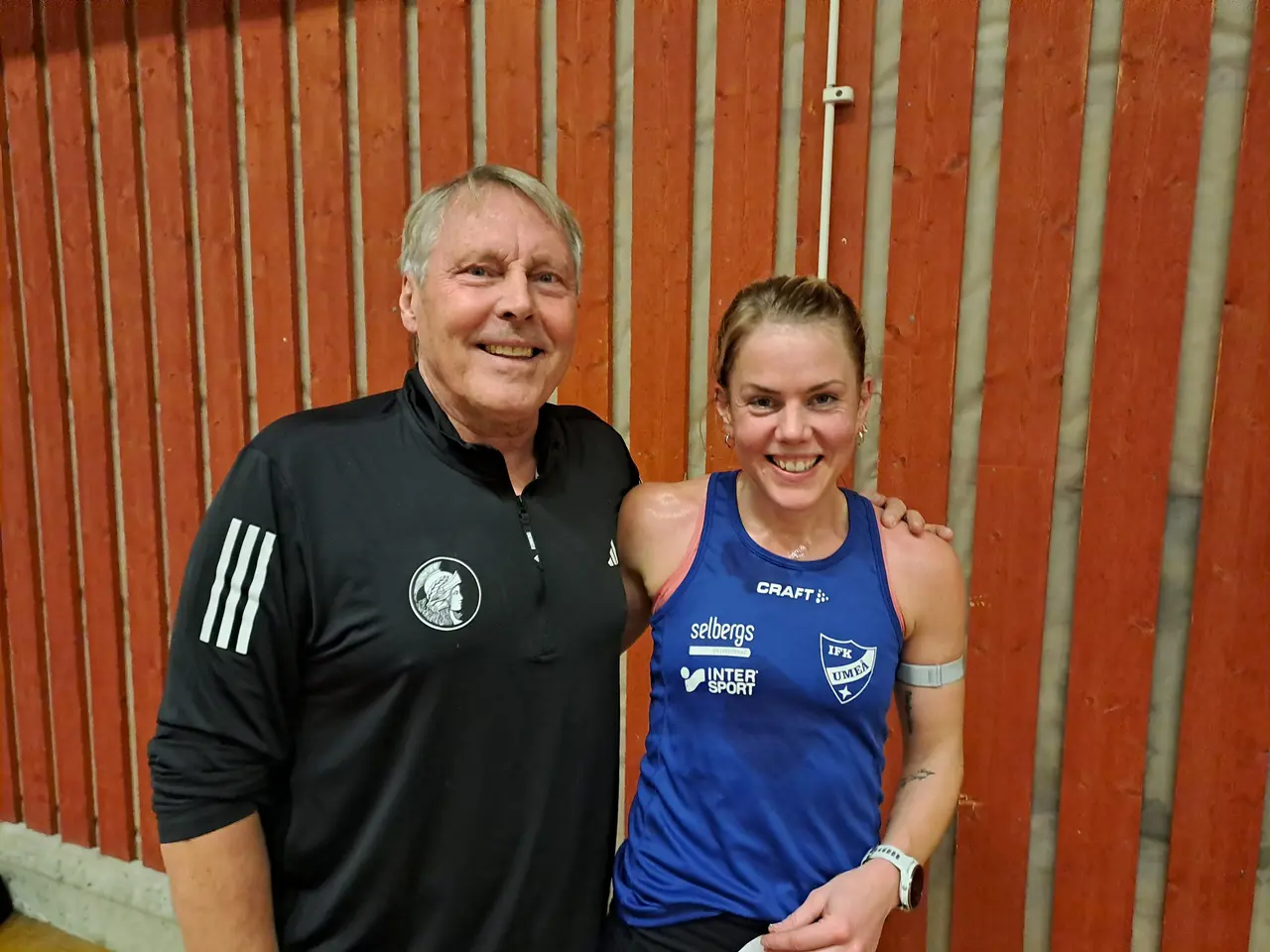 En glad duo: damsegrarinnan Malin Skoog med coach och pappa LG