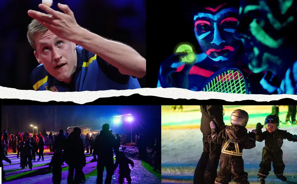 Pingisturnering, blackminton, ansiktsmålning, disco, sjung karaoke för ditt lag