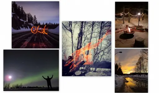 Många eldiga bilder