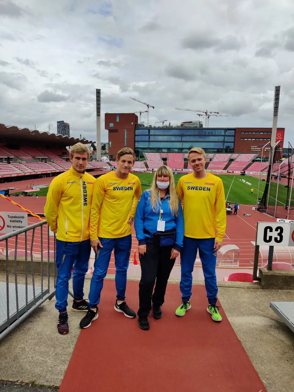 Coach Jeanette och Calle på Finnkampen 2020, Calle slutade trea.