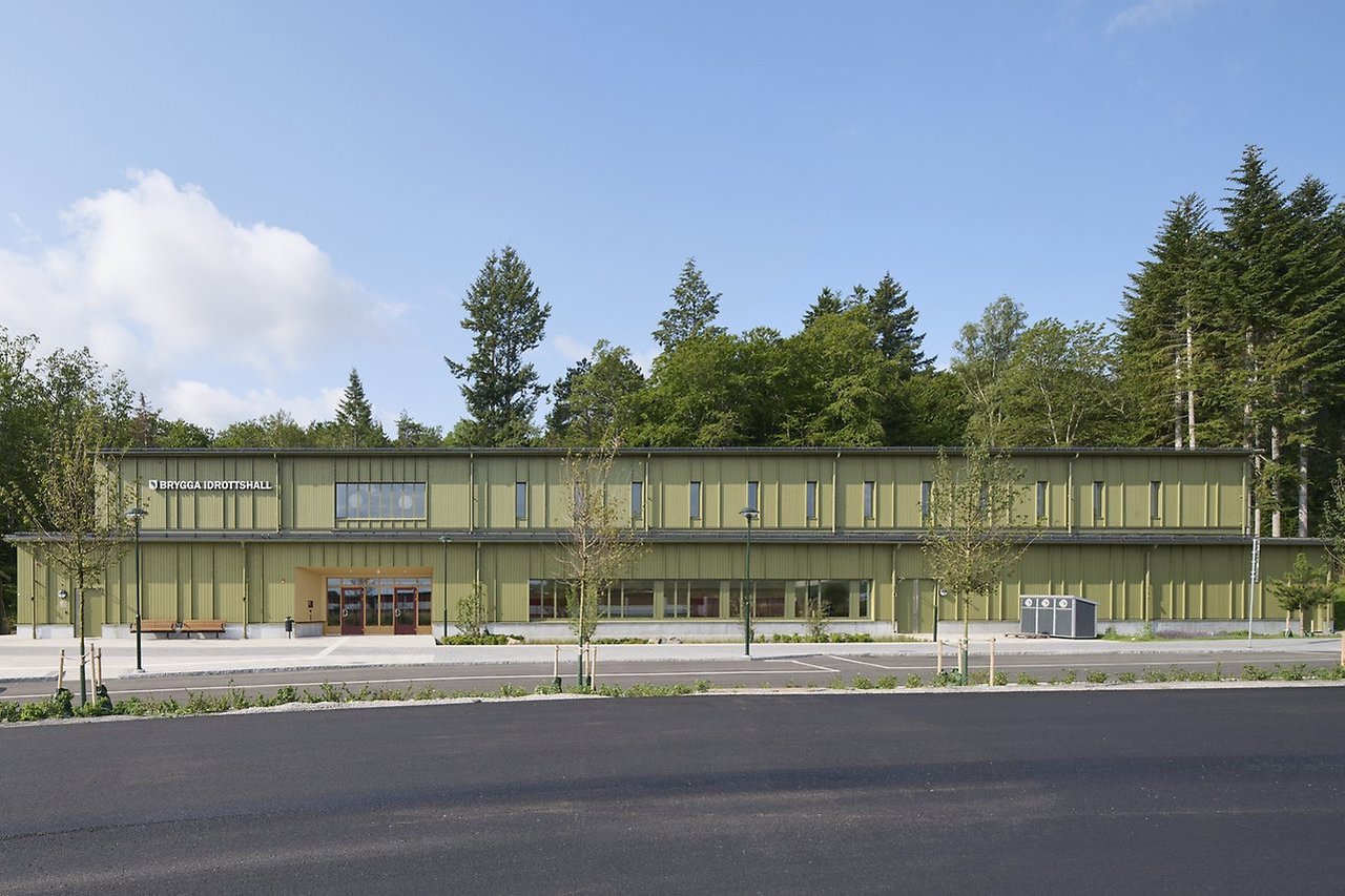 Skiss över nya Brygga Idrottshall och Ekebyhovsskolan