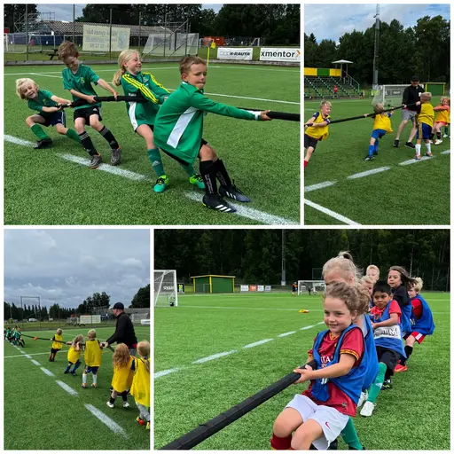 Sommaravslutning med hinderbana, dragkamp och traditionsenlig föräldramatch