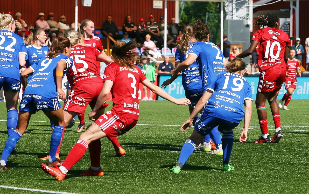 Piteå skapade ett antal chanser i bortamatchen mot Vittsjö. Såväl Àsla Johannesen som Anam Imo och Emma Viklund skapade chanser och utmanade hemmalagets målvakt. (Arkivbild)