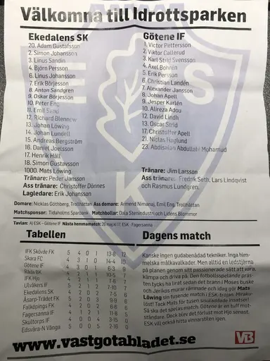 Historisk händelse på Idrottsparken.