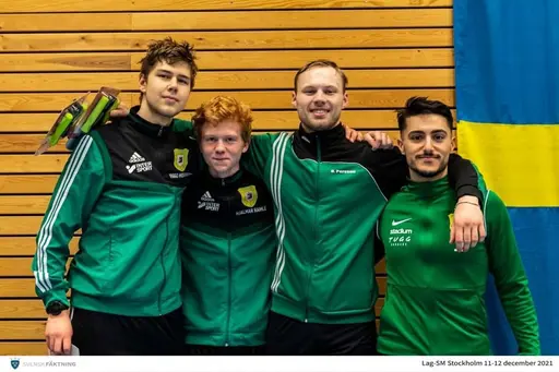 FK Aramis på prispallen (från vänster): Viggo Mogensen, Hjalmar Raihle, Sebastian Persson och Jordanis Papadopoulos.