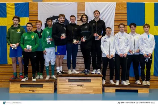 Silver på lag-SM 2023. Laget: Jordanis Papadopoulos, Viggo Mogensen, Hjalmar Raihle och Mose Bengtsson.