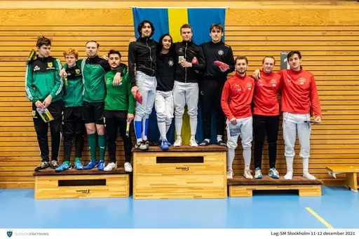 FK Aramis på prispallen (från vänster): Viggo Mogensen, Hjalmar Raihle, Sebastian Persson och Jordanis Papadopoulos.