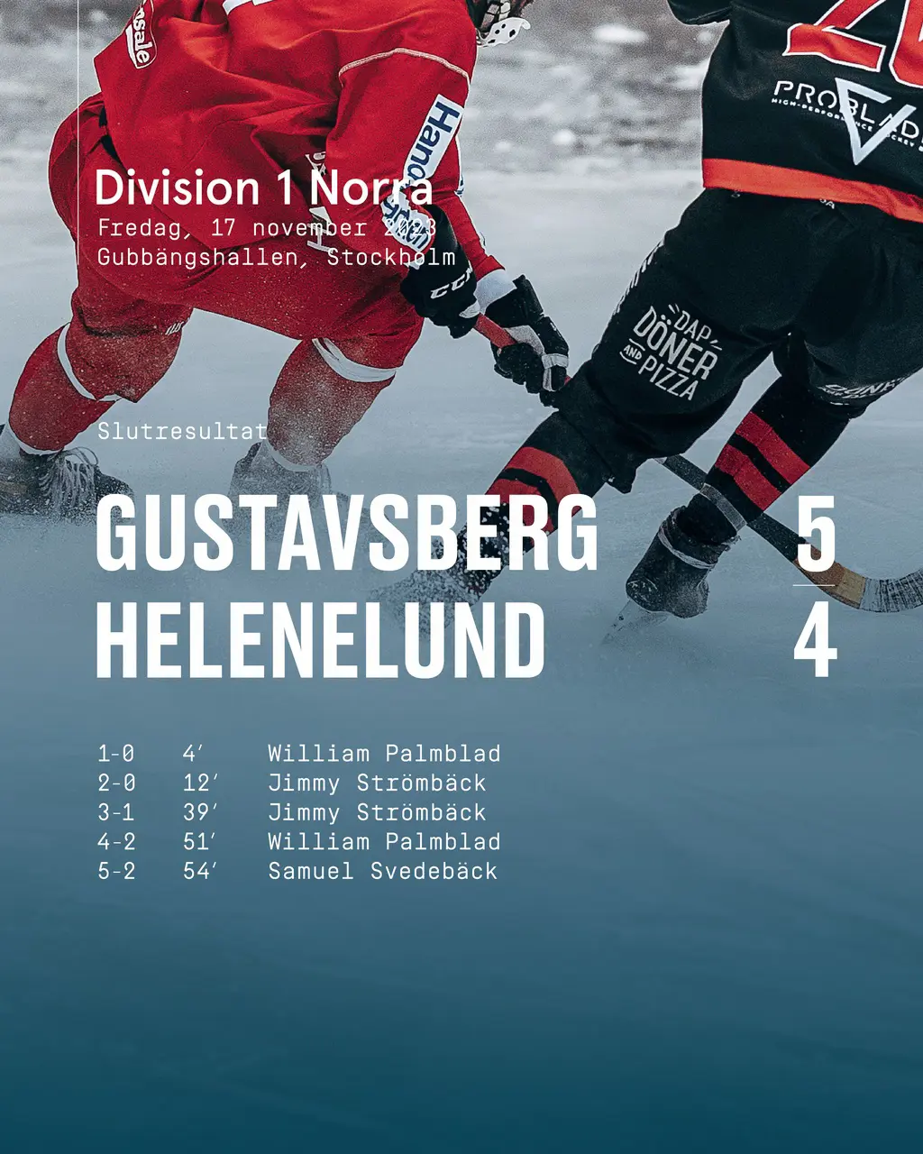Matchen spelades i Gubbängshallen eftersom isen på Ekvallen inte hann blir spelbar.