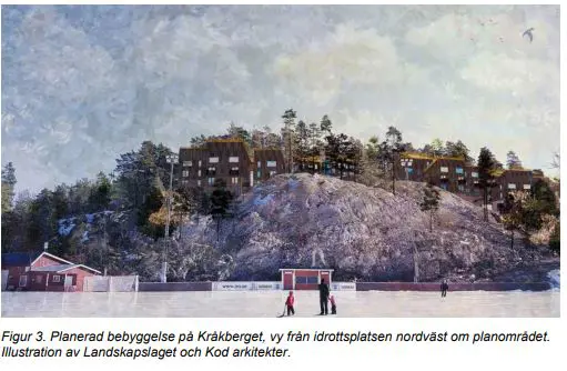 Illustration av bebyggelse på Kråkberget