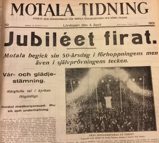 Utklipp början 30-talet Motala Tidning, jag hämtat från Föreningsarkivet i källaren nya brandstation.