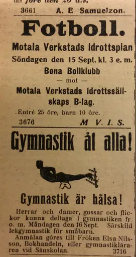 Utklipp början 30-talet Motala Tidning, jag hämtat från Föreningsarkivet i källaren nya brandstation.