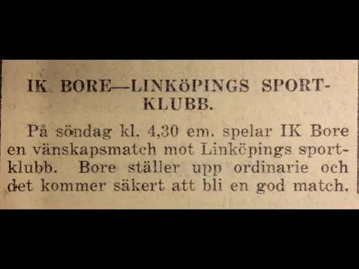 Utklipp början 30-talet Motala Tidning, jag hämtat från Föreningsarkivet i källaren nya brandstation.
