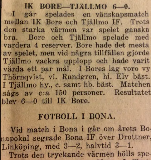 Utklipp början 30-talet Motala Tidning, jag hämtat från Föreningsarkivet i källaren nya brandstation.