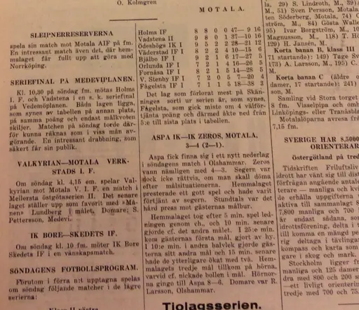 Utklipp början 30-talet Motala Tidning, jag hämtat från Föreningsarkivet i källaren nya brandstation.