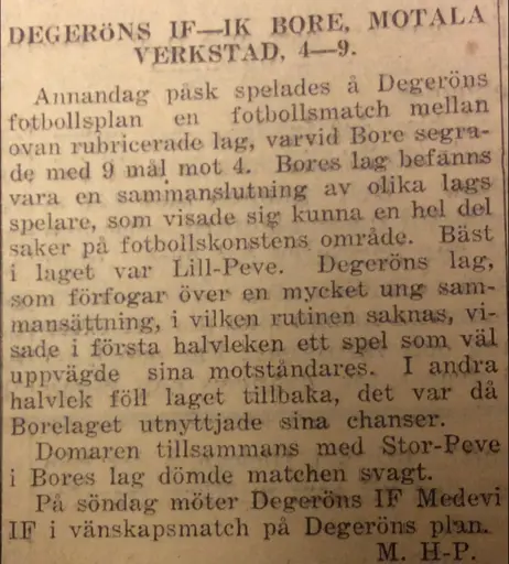 Utklipp början 30-talet Motala Tidning, jag hämtat från Föreningsarkivet i källaren nya brandstation.