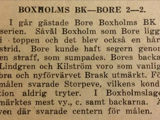 Utklipp början 30-talet Motala Tidning, jag hämtat från Föreningsarkivet i källaren nya brandstation.