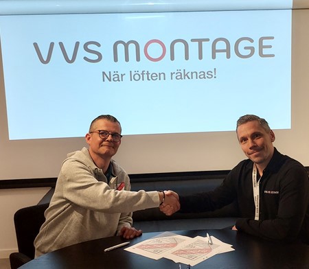 Enrico Seeling (Ordförande Håbo FF) och Stefan Högberg (VD VVS Montage)