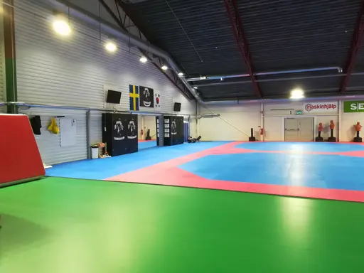 Nytt ventilerat golv ligger under vår matta. Här har vi alla möjligheter att bli duktiga på Taekwondo.