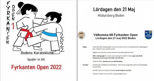 Bodens karateklubb bjuder in till Fyrkanten open 2022