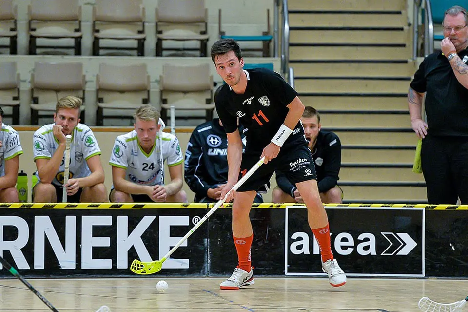 Thomas Ghilain i en match mot Åstorp/Kvidinge i Landskrona IH. (Foto: Ulf Bjarke)