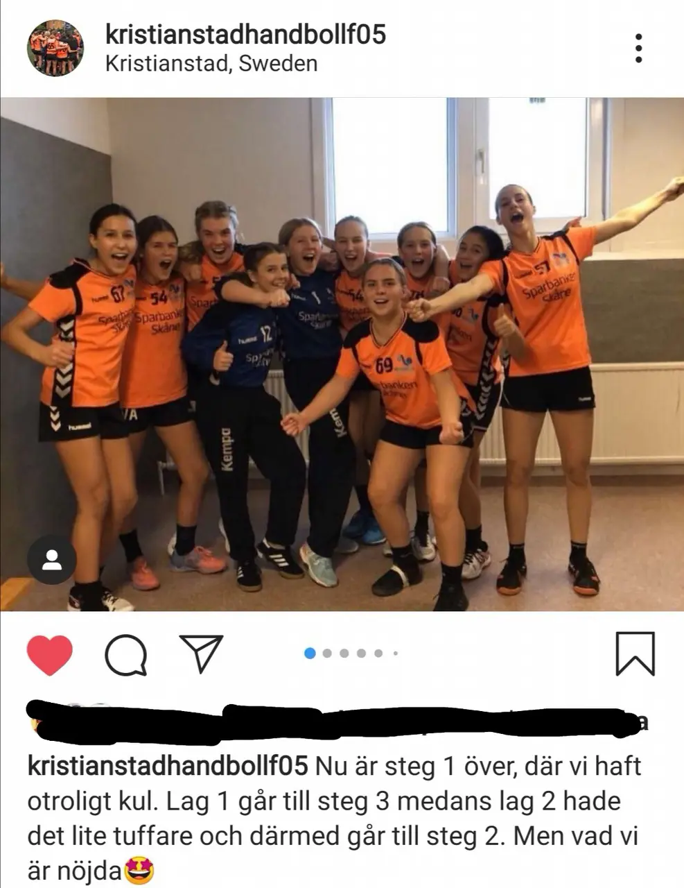 Foto & text från lagets Instagramkonto