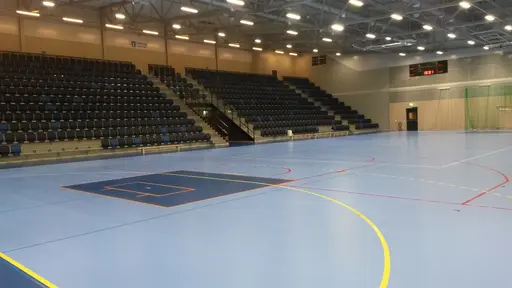 Uppe till vänster: Pershagenhallen  Uppe till höger: Wasa Sporthall   Längst ner: Västergård Arena