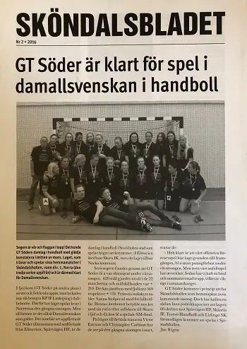 Sköndalsbladet skrev om GT Söders avancemang till Allsvenskan