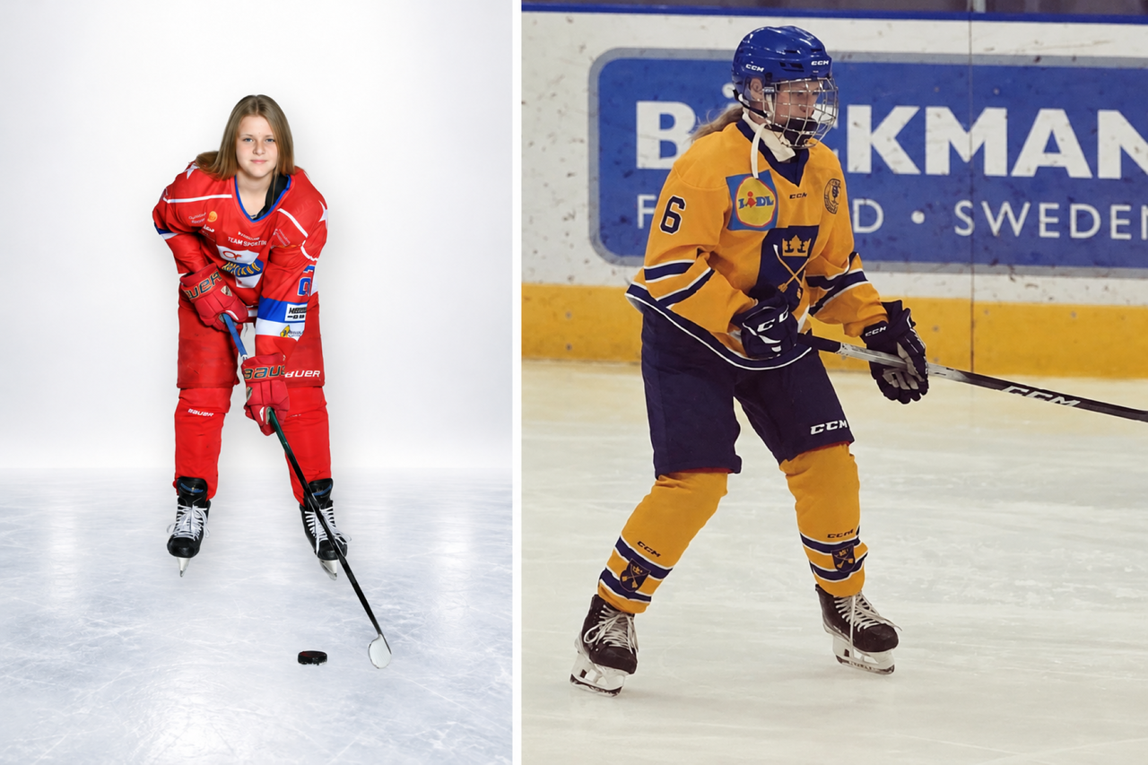 Vilda Hedin i ABK-dressen och Dalarnas tv-pucksdress!