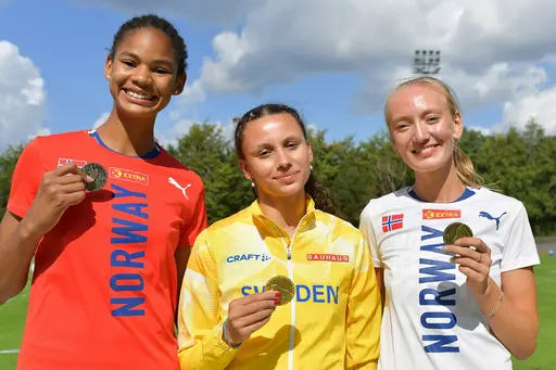 Ayla Hallberg Hossein blev nordisk U20-mästare i längdhopp i helgen. Foto: Deca