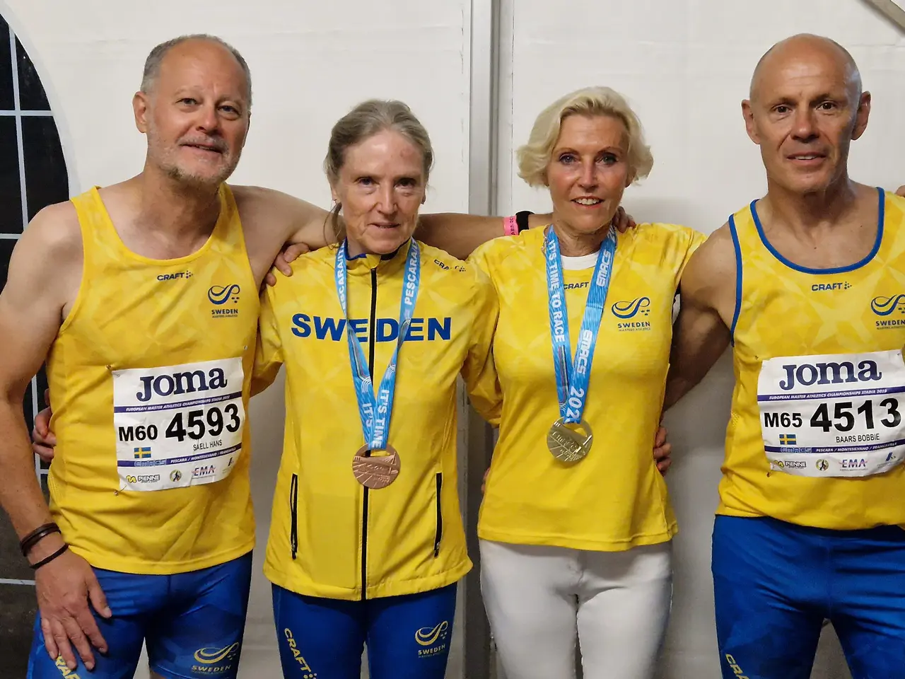 Fyra finalister på 400m - Hans, Ulla, Gunnel & Bobbie