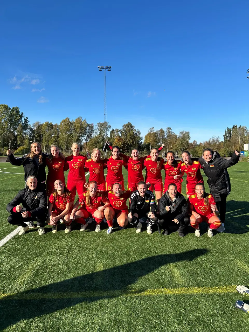 Glada spelare efter 3 poäng mot Gideonsberg. Foto: Ella Bergström