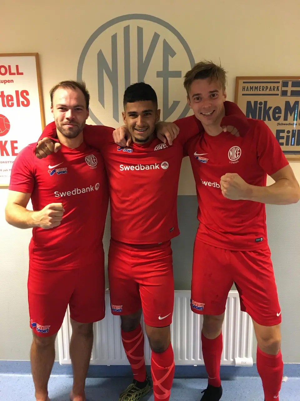 Målskyttarna Erik Odén, Mossab Khattab och Niklas Mårtensson