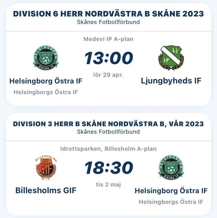 A-laget på lördag och B-laget på tisdag.