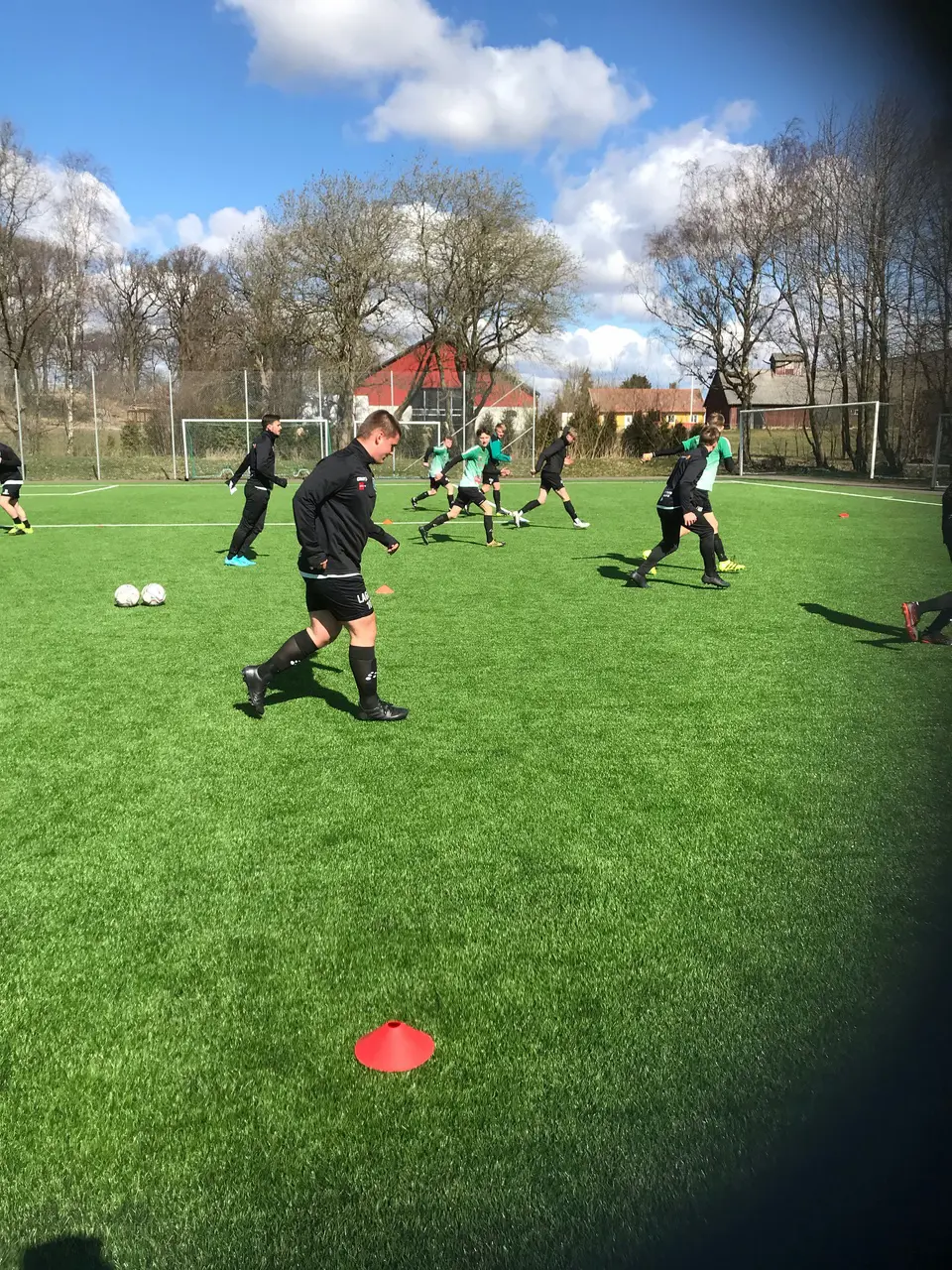 Uppvärmning inför matchen.