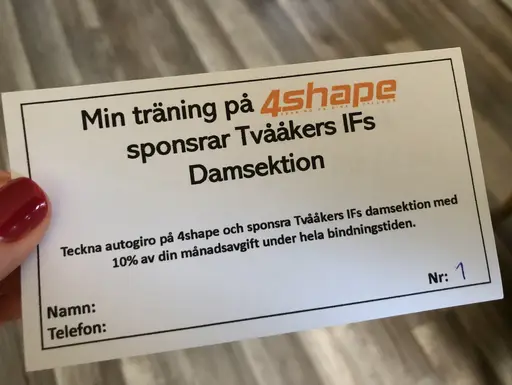 Tvååkers IF och 4Shape (på bilden ser du Sofie) har inlett ett samarbete där vi i TIF kommer att få en provision för varje ny värvad medlem till 4Shape!