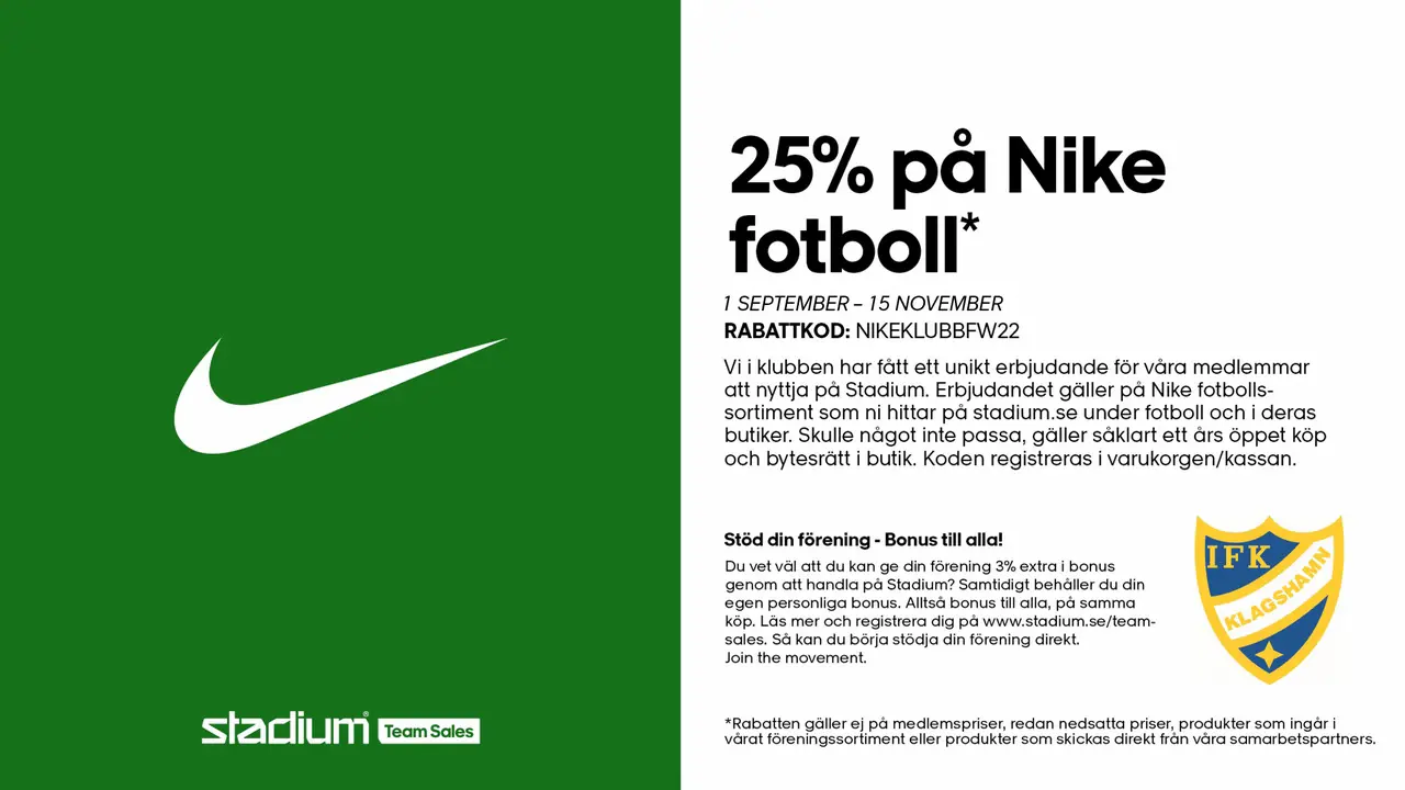 Erbjudandet gäller på www.stadium.se och i Stadiumbutik. 25% på ord pris.