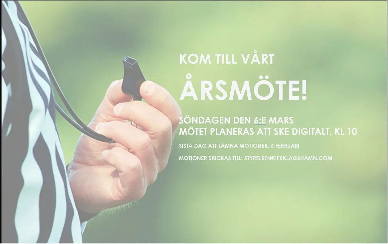 IFK Klagshamn Årsmöte 6/3 kl. 10.00