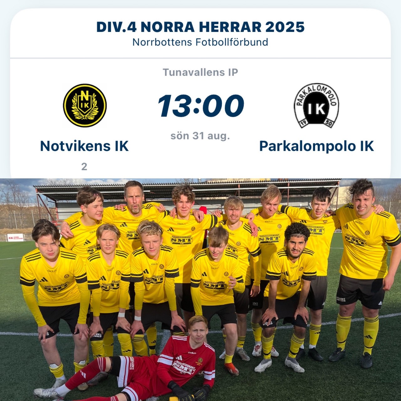 Laget som vann med 7-2 på Lombia i våras.