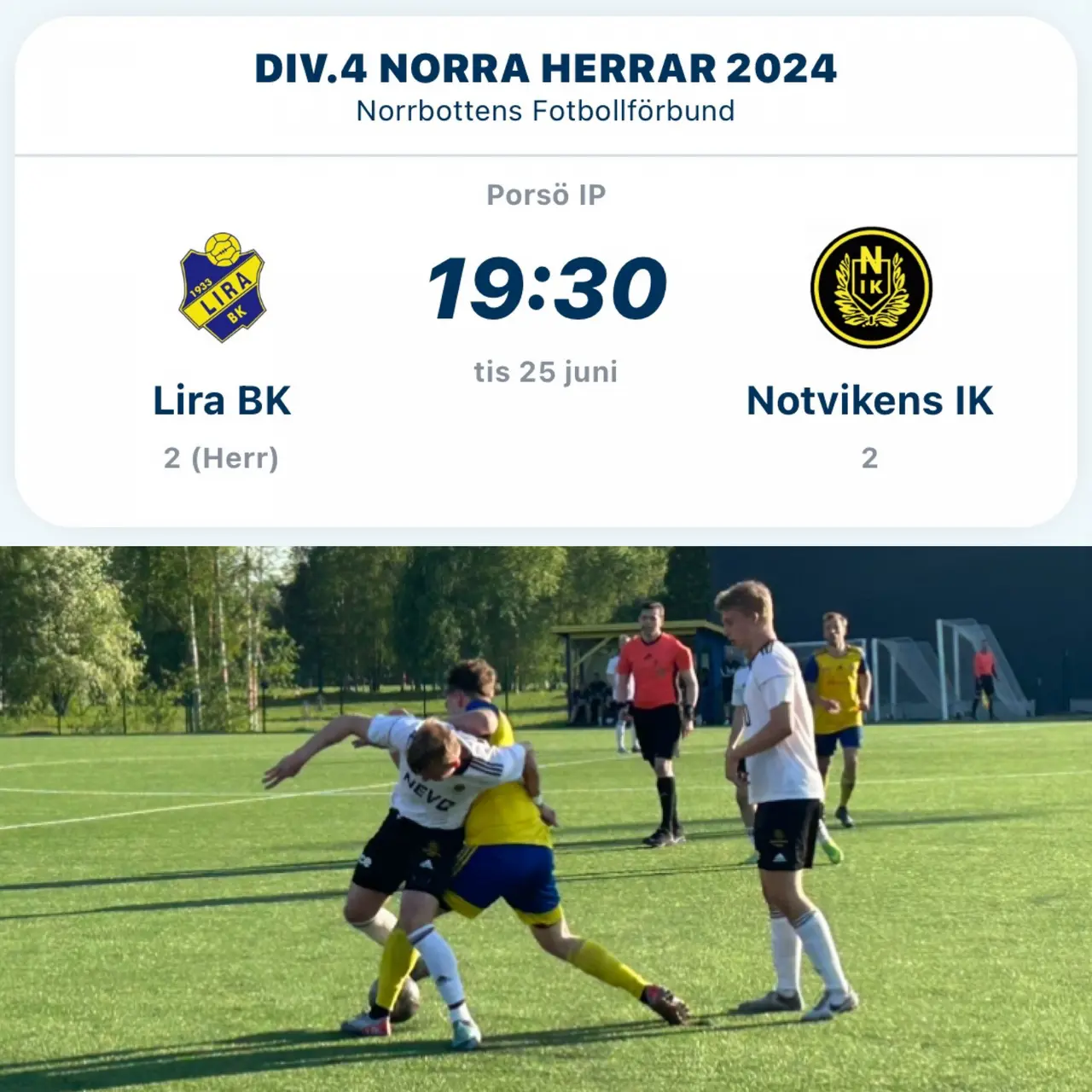 Matchen mellan föreningarnas lag 1 slutade 0-0 (31/5)